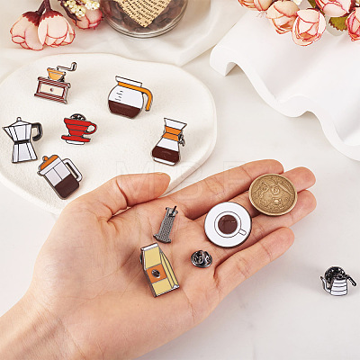 10Pcs 10 Style Coffeemaker Enamel Pins JEWB-TA00001-07-1