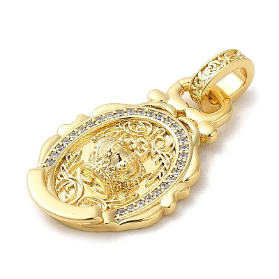 Rack Plating Brass Micro Pave Cubic Zirconia with Sea shell Pendants KK-Q795-15A-G-1
