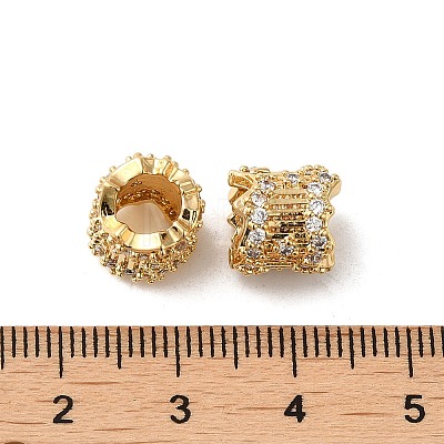 Rack Plating Brass Micro Pave Cubic Zirconia Beads KK-Q795-03-1