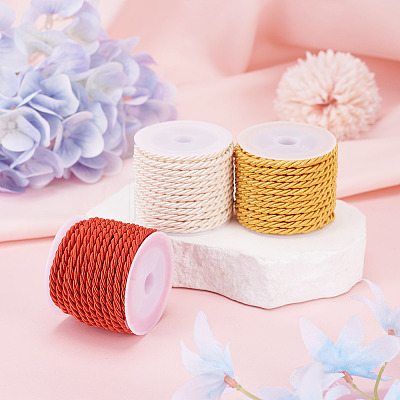 3 Rolls 3 Colors Round Polyester Cord OCOR-TA0003-88A-1