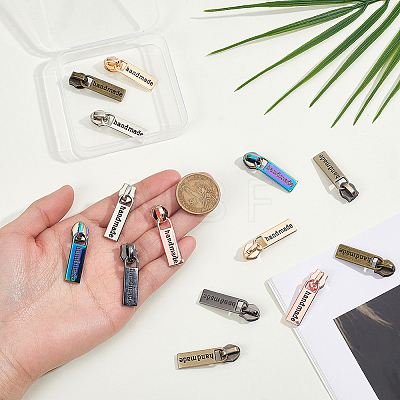 14Pcs 7 Colors Zinc Alloy Zipper Sliders with Rectangle Charms FIND-GA0008-47-1