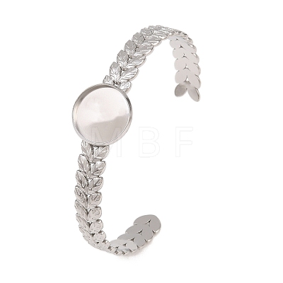 304 Stainless Steel Leaf Cuff Bangle Making STAS-F366-10A-P-1