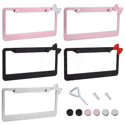 5 Sets 5 Colors Stainless Steel & Arcylic Rhinestone Frames for Licence Plate DIY-WA0001-32A-1