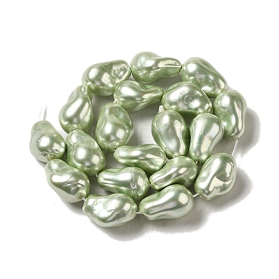 Electroplated Shell Pearl Beads Strands BSHE-M035-01A-01-1