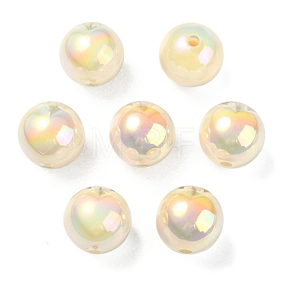 UV Plating Rainbow Iridescent Acrylic Beads OACR-F004-08E-1