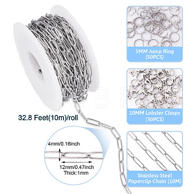 304 Stainless Steel Paperclip Chains Bracelet Necklace DIY Making Kit DIY-TA0009-67-1