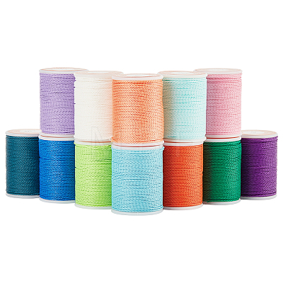   12 Rolls 12 Colors Round Waxed Polyester Cord YC-PH0002-40-1