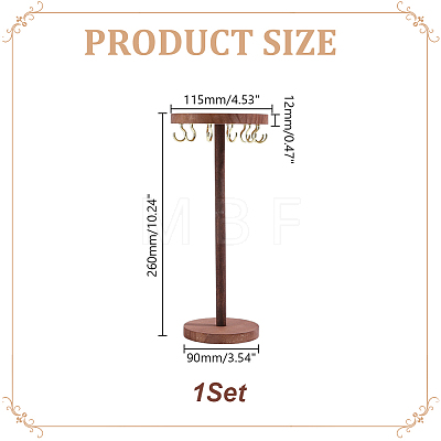 Round Wooden Necklace Organizer Display Stands NDIS-WH0010-34B-1