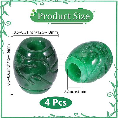 4Pcs Natural Myanmar Jade/Burmese Jade European Beads G-PA0002-45-1
