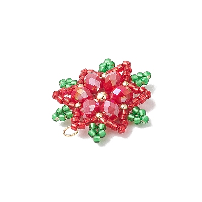 Christmas Glass Seed Beaded Snowflake Pendants PALLOY-MZ00800-1