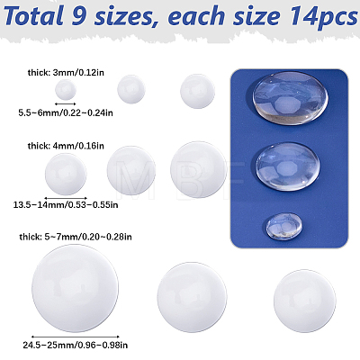 126Pcs 9 Styles Transparent Glass Cabochons GGLA-SP0001-03-1