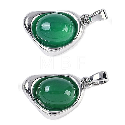 Natural Green Onyx Agate(Dyed & Heated) Pendants KK-U043-52P-01-1