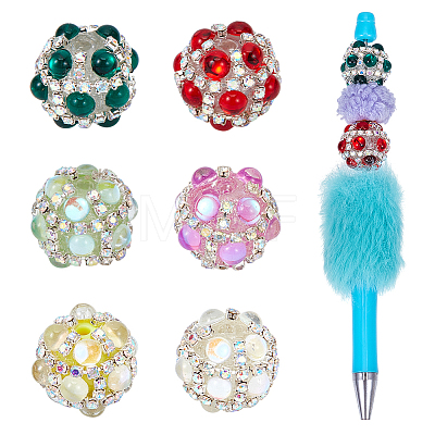 6Pcs 6 Colors Glass Pearl Beads LAMP-FG0001-02-1