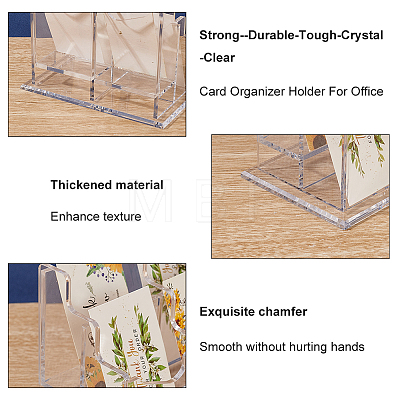4-Slot Transparent Acrylic Business Name Card Display Stands ODIS-WH0030-64A-1