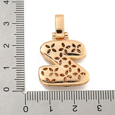 Brass Micro Pave Clear Cubic Zirconia Pendants KK-B099-01G-Z-1