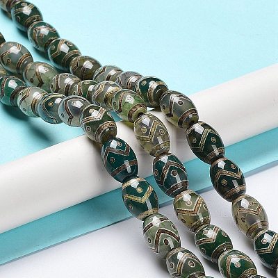 Tibetan Style dZi Beads Strands TDZI-E005-01G-1