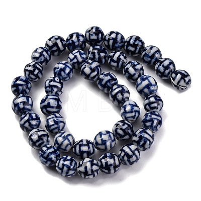 Handmade Blue and White Porcelain Beads Strands PORC-I027-03B-1