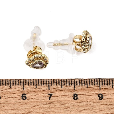 Brass Micro Pave Cubic Zirconia Stud Earrings LS-CU-CBA2AB4-01G-1