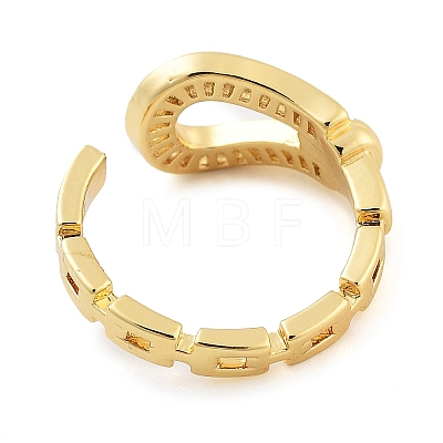 Rack Plating Brass Clear Cubic Zirconia Belt Shape Open Cuff Rings for Women KK-S371-06G-1