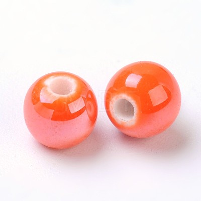 Pearlized Handmade Porcelain Round Beads PORC-S489-6mm-07-1