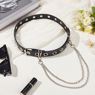 Black PU Leather Waist Belts AJEW-CL0004-87-1