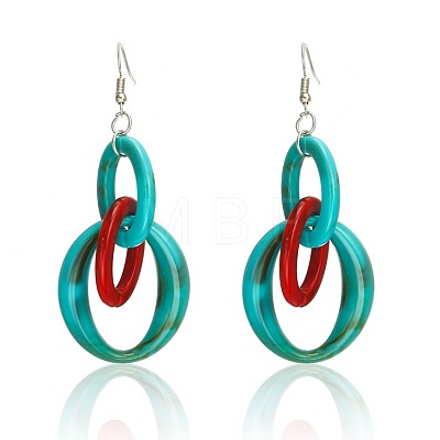 Acrylic Oval with Ring Dangle Earrings FS-WG43E6C-03-1