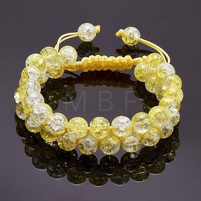 Sparkling Round Glass Braided Bead Bracelet BJEW-SW00082-02-1