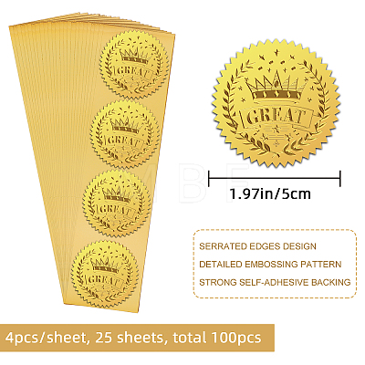 Self Adhesive Gold Foil Embossed Stickers DIY-WH0211-394-1