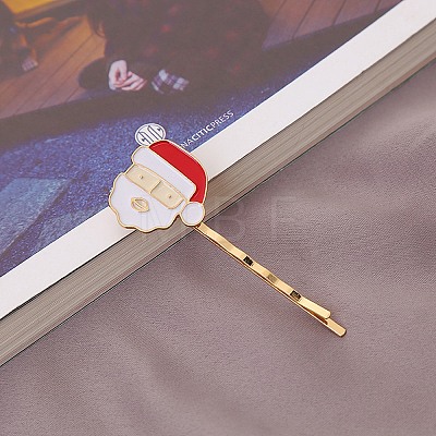 Christmas Theme Alloy Enamel Hair Bobby Pin AJEW-A056-04D-1