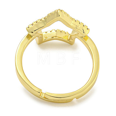Star Rack Plating Brass Micro Pave Cubic Zirconia Adjustable Rings for Women RJEW-F162-13G-1