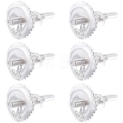 3 Pairs 925 Sterling Silver Screw Ear Nuts STER-BBC0009-74B-1