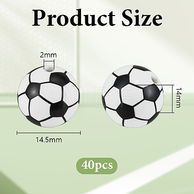 40Pcs Printed Round Silicone Focal Beads SIL-OC0001-24E-1