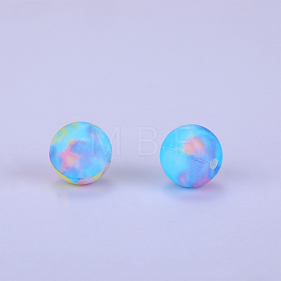 Printed Round Silicone Focal Beads SI-JX0056A-32-1