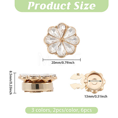 6Pcs 3 Colors Zinc Alloy Cufflinks BUTT-GL0001-04-1