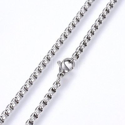 304 Stainless Steel Box Chain Necklaces NJEW-F227-09P-09-1