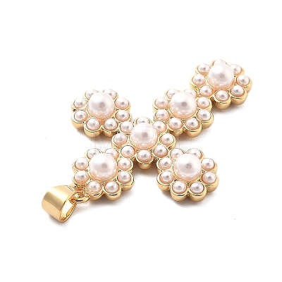 Rack Plating Brass with ABS Imitation Pearl X-KK-Q017-13G-1