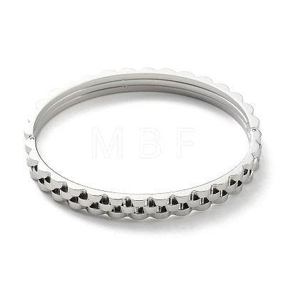 304 Stainless Steel Wave Hinged Bangle for Women BJEW-D055-01-1