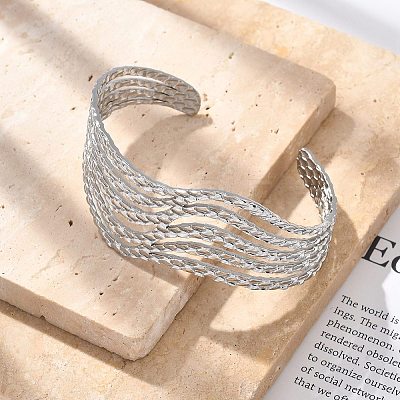 304 Stainless Steel Cuff Bangles BJEW-B108-12P-1