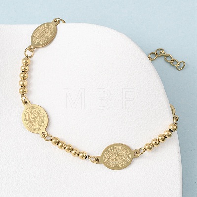 Religion 304 Stainless Steel Link Bracelets BJEW-F524-04B-G-1