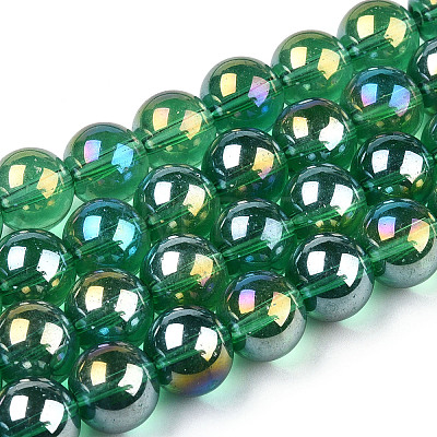 Electroplate Transparent Glass Beads Strands GLAA-T032-T10mm-AB21-1