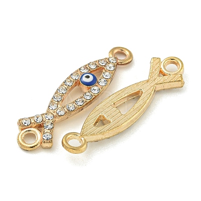 Alloy Blue Enamel Evil Eye Connector Charms ENAM-S003-03A-1