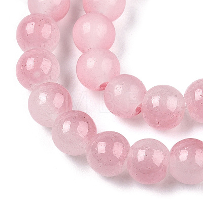 Baking Painted Imitation Jade Glass Round Bead Strands DGLA-N003-10mm-03-1