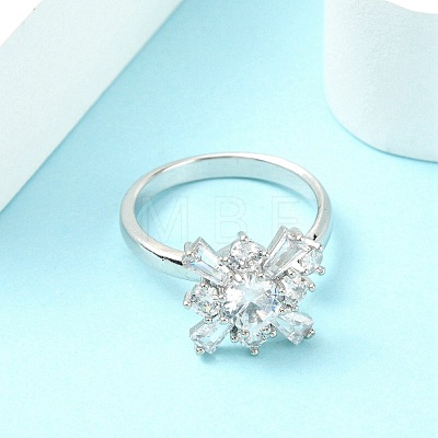 Flower Rotatable Open Cuff Rings for Women RJEW-G333-01A-1