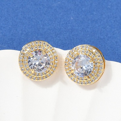 Brass Micro Pave Clear Cubic Zirconia Clip-on Earrings EJEW-H154-11B-G-1