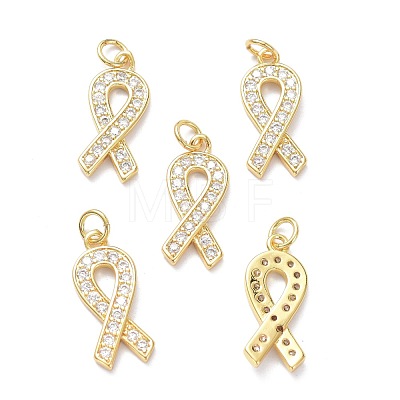 Brass Micro Pave Clear Cubic Zirconia Pendants ZIRC-L100-119G-1