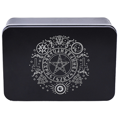 Cross & Star Printed Iron Tarot Card Collection Boxes AJEW-CN0007-91B-1