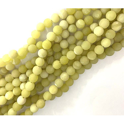 Frosted Round Natural Olive Jade Beads Strands G-N0166-51-10mm-1