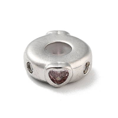 Valentine's Day Brass Micro Pave Clear Cubic Zirconia Beads KK-K361-06P-1