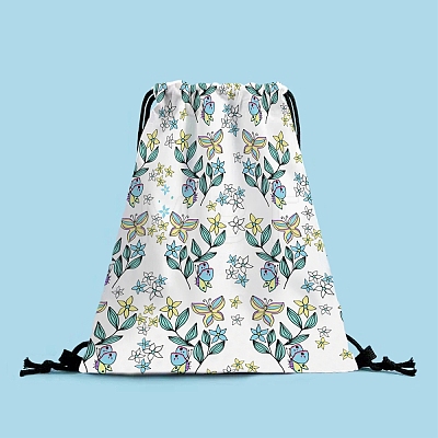 Printed Velvet Drawstring Backpacks PW-WG19A99-05-1