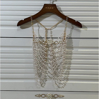 Alloy & Imitation Pearl Multi-Layer Sexy Body Chains for Women WG0D9A8-02-1